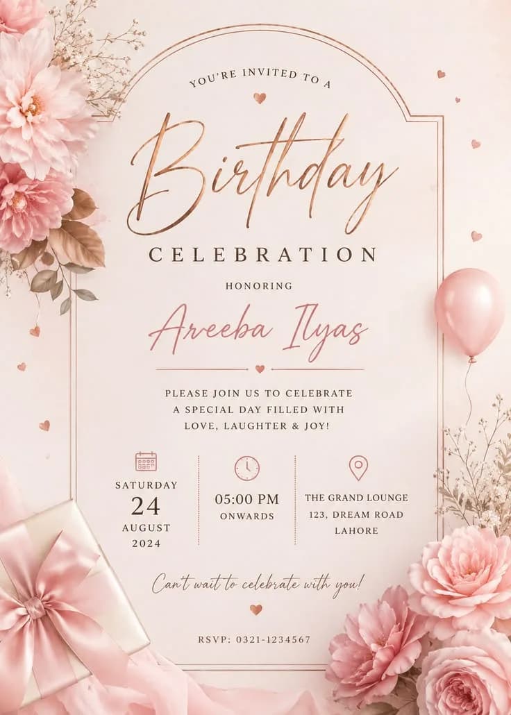 ئاهەنگی لەدایکبوونی شیک و دڵگیر related digital invitation